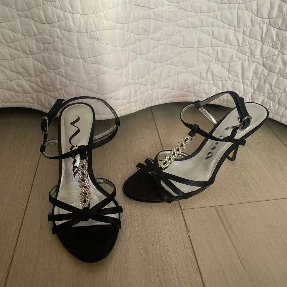 Black stilettos with rhinestones